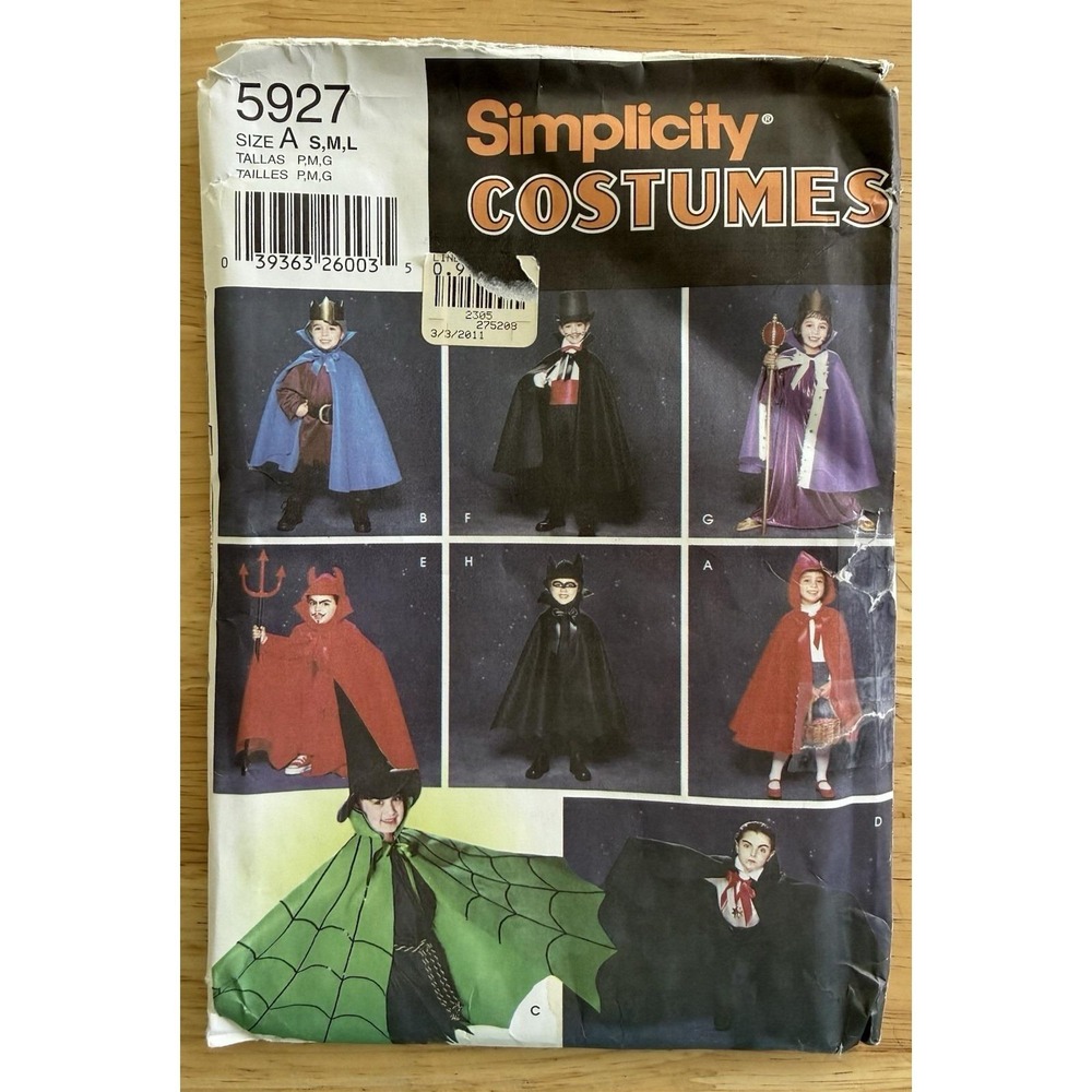 Simplicity Child's Costumes Pattern 5927 Cape, Robe, Headpieces Size S-L‎ *Read*